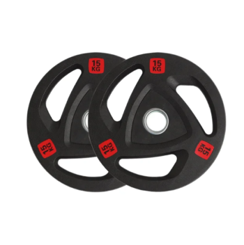 Black Rubber 3-Hole Barbell Weight Plates Fitness