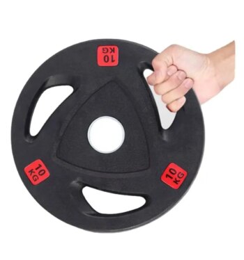 Gym Equipment Three Holes Black Rubber Weight Plate