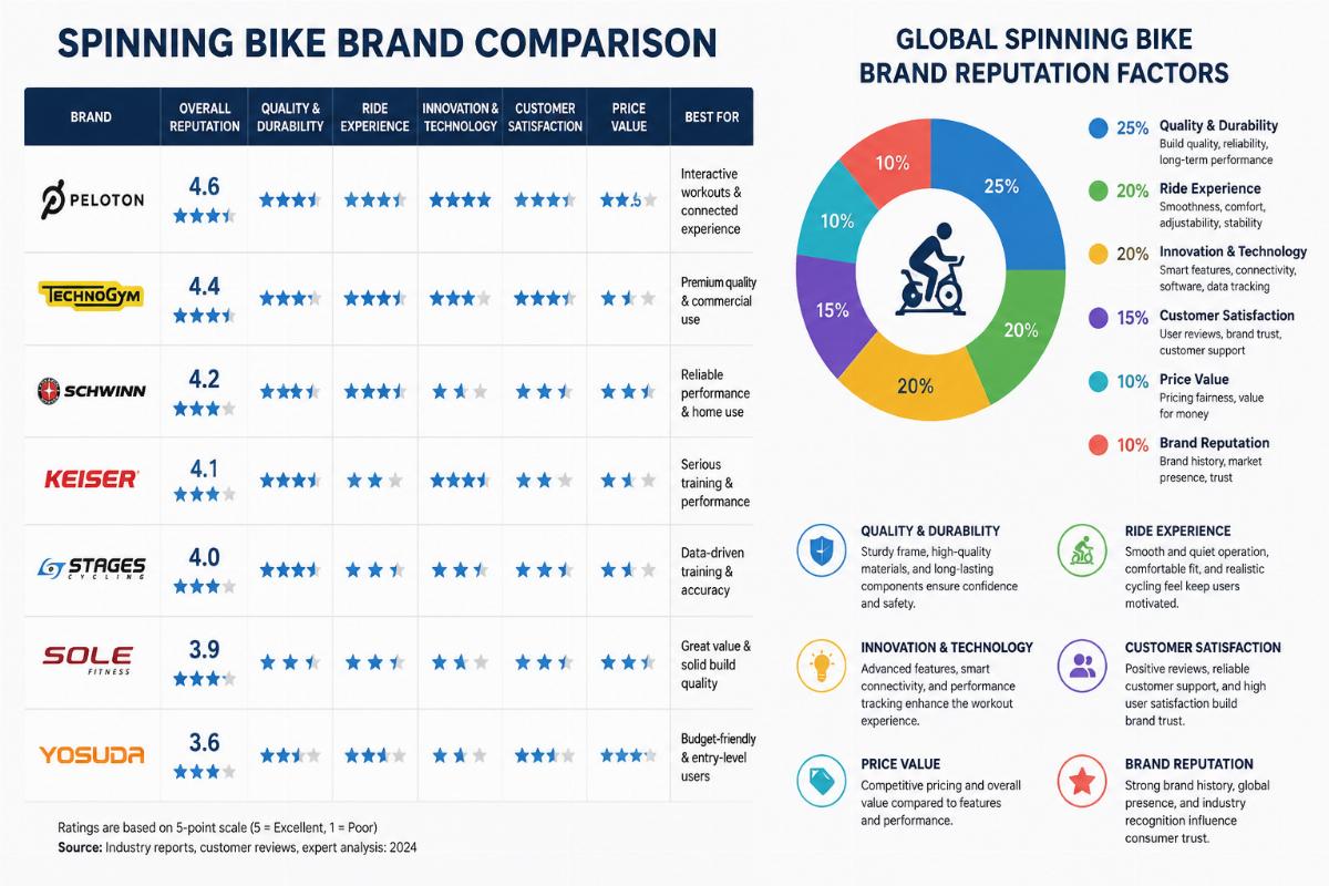 Why do global spinning bike brand reputation lists contradict each other?