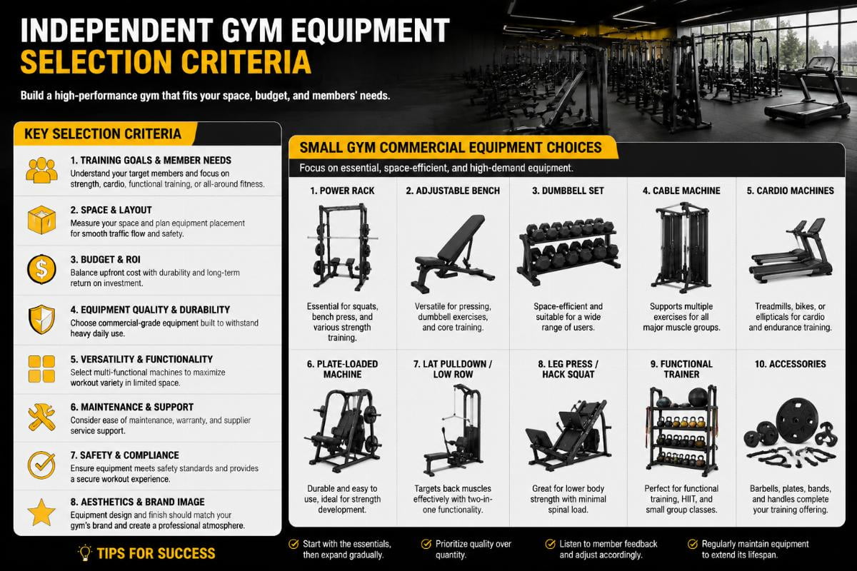 Independent gym equipment selection criteria