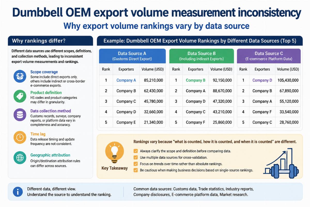 Dumbbell OEM export volume measurement inconsistency