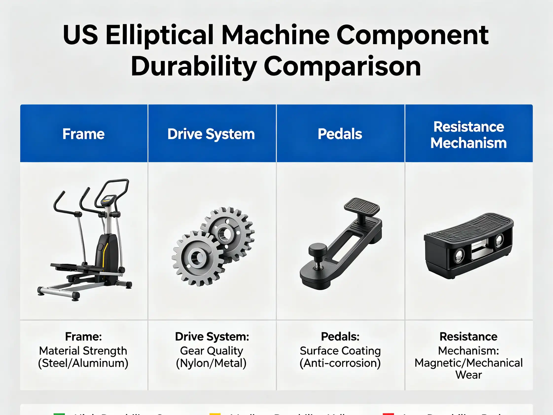 US elliptical durability components comparison