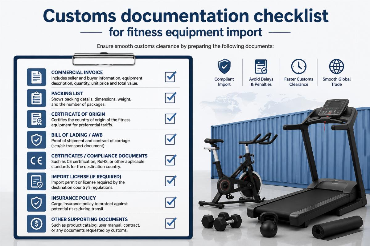 Customs documentation checklist for fitness equipment import